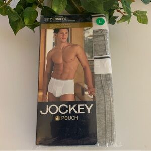 Jockey Pouch men's fly front gray riefs.  Package of 2.  Size L.